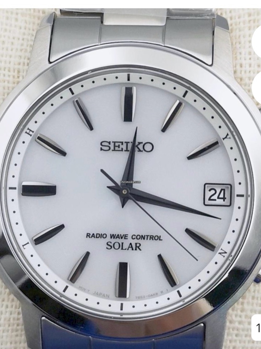 Seiko White Dial Solar Radio Wave Control Watch